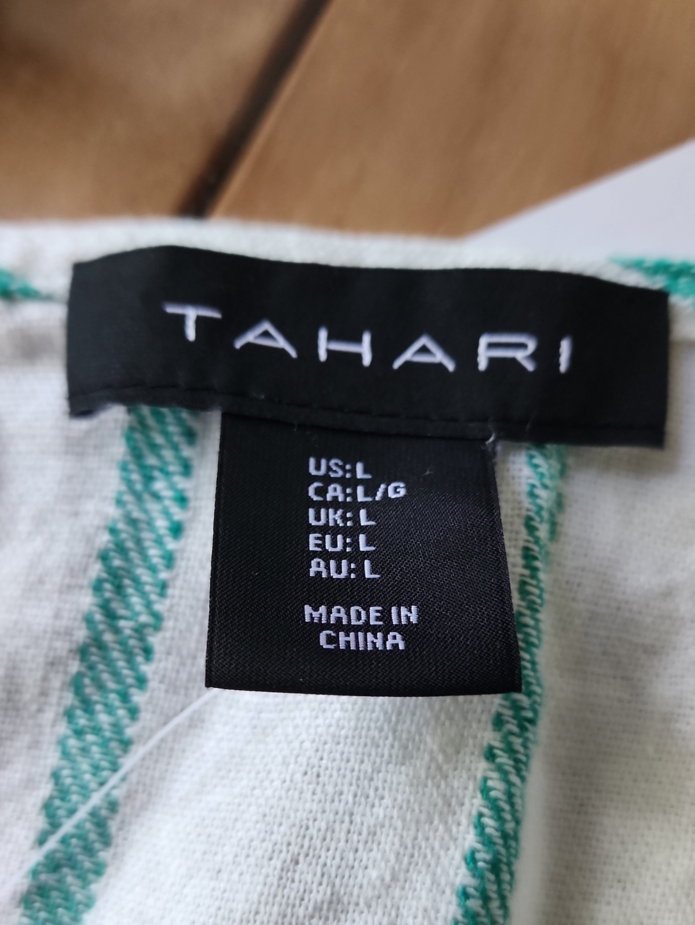 TAHARI LINEN BLEND Sleeveless Green Stripe V-Neck Cover-Up Dress - Picture 4 of 6